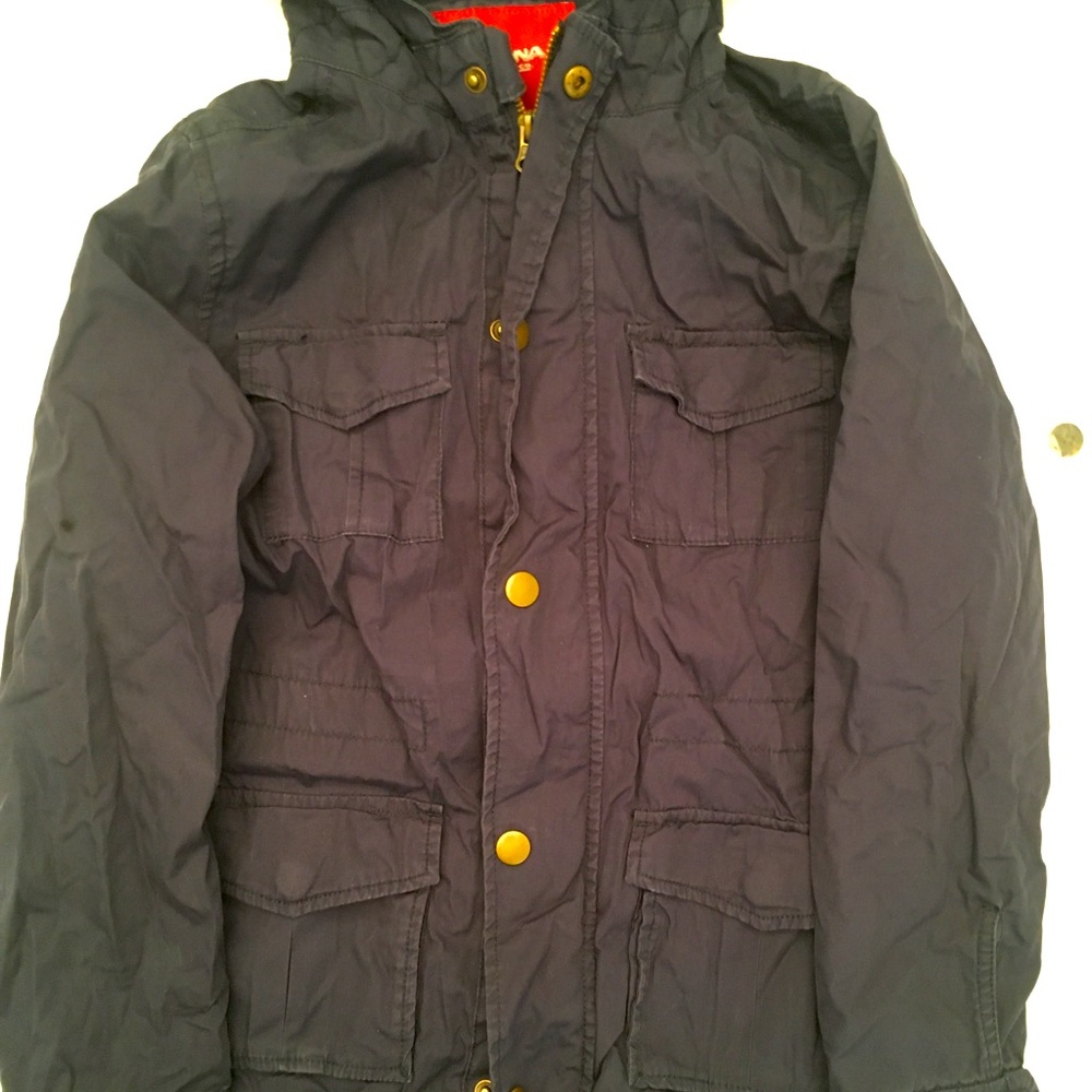 Arizona Jean Co Hooded Rain Jacket Size 10-12,Navy